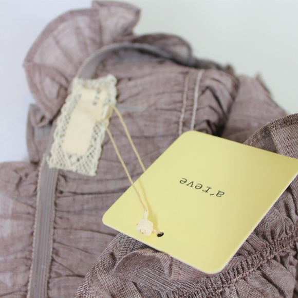 New A'Reve Taupe Brown Ruffle Tube Top S M L - Picture 2 of 6